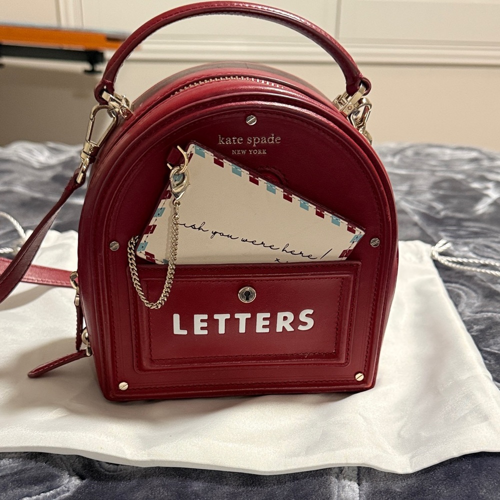 Kate Spade Cherry Red Backpack with Letter Pocket